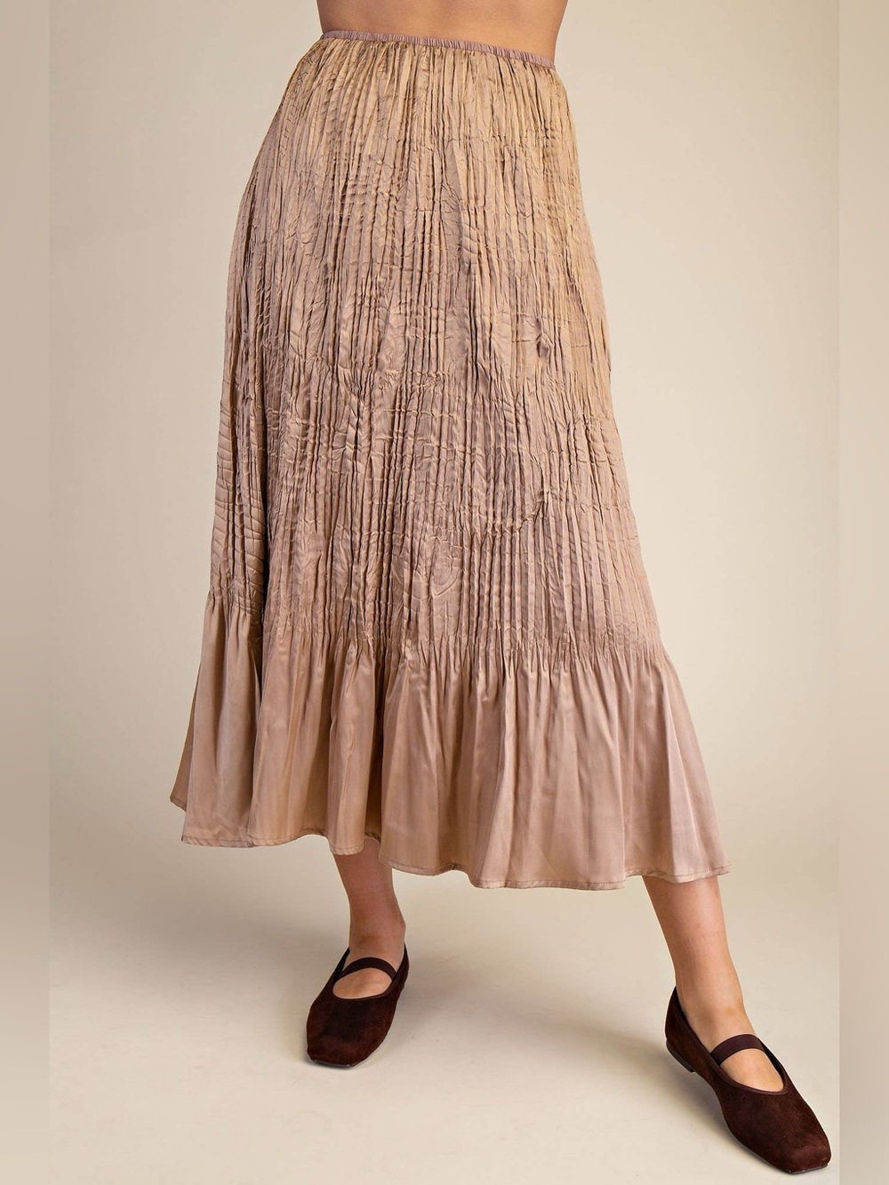 Wrinkled in Time Skirt Taupe